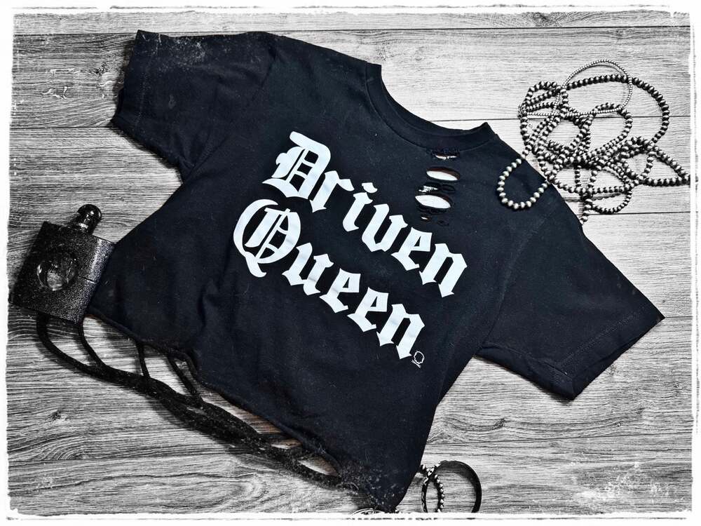 The Drive Clothing Driven Queen Distressed Cutout Crop Top Small